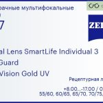 Линза для очков с поддержкой аккомодации Carl Zeiss Digital Lens SmartLife Individual 3 1.67 BlueGuard DuraVision Gold UV, рецептурная, Sph 8.00 — -17.00, Cyl 0.00 — 6.00