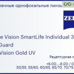 Линза для очков Carl Zeiss Single Vision SmartLife Individual 3 1.5 BlueGuard DuraVision Gold UV, рецептурная, Sph 6.00 — -6.00, Cyl 0.00 — 4.00