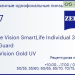 Линза для очков Carl Zeiss Single Vision SmartLife Individual 3 1.67 BlueGuard DuraVision Gold UV, рецептурная, Sph 10.00 — -17.00, Cyl 0.00 — 6.00