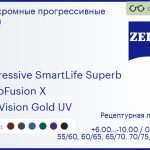 Фотохромная прогрессивная линза для очков Carl Zeiss Progressive SmartLife Superb 1.6 PhotoFusion X DuraVision Gold UV, Sph 6.00 — -10.00, Cyl 0.00 — 6.00