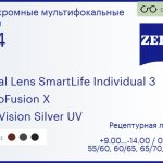 Фотохромная линза для очков с поддержкой аккомодации Carl Zeiss Digital Lens SmartLife Individual 3 1.74 PhotoFusion X DuraVision Silver UV, рецептурная, Sph 9.00 — -14.00, Cyl 0.00 — 6.00