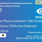 Фотохромная поляризационная прогрессивная линза для очков Essilor Varilux Physio Extensee f-360 Stylis 1.67 Transitions XTRActive Polarized Crizal Rock, Sph 9.00 — -14.00, Cyl 0.00 — 6.00