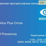 Прогрессивная линза для очков Essilor Myopilux Plus Orma 1.5 Crizal Prevencia, Sph 0.00 — -8.00, Cyl 0.00 — 4.00