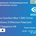 Фотохромная поляризационная прогрессивная линза для очков Essilor Varilux Comfort Max f-360 Orma 1.5 Transitions XTRActive Polarized Crizal Sapphire HR, Sph 6.00 — -10.00, Cyl 0.00 — 6.00