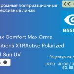 Фотохромная поляризационная прогрессивная линза для очков Essilor Varilux Comfort Max Orma 1.5 Transitions XTRActive Polarized Crizal Sun UV, Sph 6.00 — -10.00, Cyl 0.00 — 6.00
