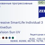 Тонированная прогрессивная линза для очков Carl Zeiss Progressive SmartLife Individual 3 1.5 AdaptiveSun DuraVision Sun UV, Sph 5.00 — -7.00, Cyl 0.00 — 4.00