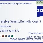 Тонированная прогрессивная линза для очков Carl Zeiss Progressive SmartLife Individual 3 1.6 AdaptiveSun DuraVision Sun UV, Sph 6.00 — -10.00, Cyl 0.00 — 6.00