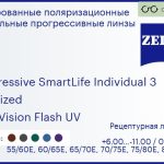 Тонированная поляризационная прогрессивная линза для очков Carl Zeiss Progressive SmartLife Individual 3 1.6 Polarized DuraVision Flash UV, Sph 6.00 — -11.00, Cyl 0.00 — 6.00