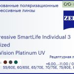 Тонированная поляризационная прогрессивная линза для очков Carl Zeiss Progressive SmartLife Individual 3 1.6 Polarized DuraVision Platinum UV, Sph 6.00 — -11.00, Cyl 0.00 — 6.00