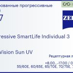Прогрессивная линза для очков Carl Zeiss Progressive SmartLife Individual 3 1.67 DuraVision Sun UV, Sph 8.00 — -17.00, Cyl 0.00 — 6.00