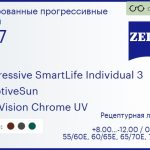 Тонированная прогрессивная линза для очков Carl Zeiss Progressive SmartLife Individual 3 1.67 AdaptiveSun DuraVision Chrome UV, Sph 8.00 — -12.00, Cyl 0.00 — 6.00