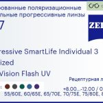 Тонированная поляризационная прогрессивная линза для очков Carl Zeiss Progressive SmartLife Individual 3 1.67 Polarized DuraVision Flash UV, Sph 8.00 — -12.00, Cyl 0.00 — 6.00