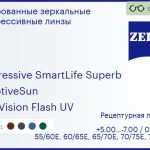 Тонированная прогрессивная линза для очков Carl Zeiss Progressive SmartLife Superb 1.5 AdaptiveSun DuraVision Flash UV, Sph 5.00 — -7.00, Cyl 0.00 — 4.00