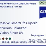 Тонированная поляризационная прогрессивная линза для очков Carl Zeiss Progressive SmartLife Superb 1.5 AdaptiveSun Polarized DuraVision Silver UV, Sph 5.00 — -8.00, Cyl 0.00 — 4.00
