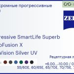 Фотохромная прогрессивная линза для очков Carl Zeiss Progressive SmartLife Superb 1.6 PhotoFusion X DuraVision Silver UV, Sph 6.00 — -10.00, Cyl 0.00 — 6.00