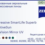 Тонированная прогрессивная линза для очков Carl Zeiss Progressive SmartLife Superb 1.6 AdaptiveSun DuraVision Mirror UV, Sph 6.00 — -10.00, Cyl 0.00 — 6.00