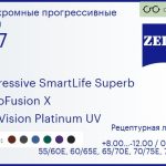 Фотохромная прогрессивная линза для очков Carl Zeiss Progressive SmartLife Superb 1.67 PhotoFusion X DuraVision Platinum UV, Sph 8.00 — -12.00, Cyl 0.00 — 6.00