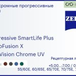 Фотохромная прогрессивная линза для очков Carl Zeiss Progressive SmartLife Plus 1.5 PhotoFusion X DuraVision Chrome UV, Sph 5.00 — -7.00, Cyl 0.00 — 4.00