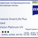 Тонированная поляризационная прогрессивная линза для очков Carl Zeiss Progressive SmartLife Plus 1.5 Polarized DuraVision Platinum UV, Sph 5.00 — -8.00, Cyl 0.00 — 4.00