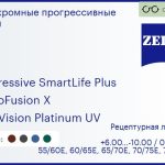 Фотохромная прогрессивная линза для очков Carl Zeiss Progressive SmartLife Plus 1.6 PhotoFusion X DuraVision Platinum UV, Sph 6.00 — -10.00, Cyl 0.00 — 6.00