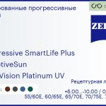 Тонированная прогрессивная линза для очков Carl Zeiss Progressive SmartLife Plus 1.6 AdaptiveSun DuraVision Platinum UV, Sph 6.00 — -10.00, Cyl 0.00 — 6.00