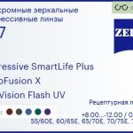Фотохромная прогрессивная линза для очков Carl Zeiss Progressive SmartLife Plus 1.67 PhotoFusion X DuraVision Flash UV, Sph 8.00 — -12.00, Cyl 0.00 — 6.00