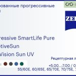 Тонированная прогрессивная линза для очков Carl Zeiss Progressive SmartLife Pure 1.5 AdaptiveSun DuraVision Sun UV, Sph 5.00 — -7.00, Cyl 0.00 — 4.00