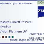Тонированная прогрессивная линза для очков Carl Zeiss Progressive SmartLife Pure 1.5 AdaptiveSun DuraVision Platinum UV, Sph 5.00 — -7.00, Cyl 0.00 — 4.00