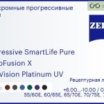 Фотохромная прогрессивная линза для очков Carl Zeiss Progressive SmartLife Pure 1.6 PhotoFusion X DuraVision Platinum UV, Sph 6.00 — -10.00, Cyl 0.00 — 6.00