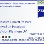 Тонированная поляризационная прогрессивная линза для очков Carl Zeiss Progressive SmartLife Pure 1.6 AdaptiveSun Polarized DuraVision Platinum UV, Sph 6.00 — -11.00, Cyl 0.00 — 6.00