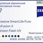 Фотохромная прогрессивная линза для очков Carl Zeiss Progressive SmartLife Pure 1.67 PhotoFusion X DuraVision Flash UV, Sph 8.00 — -12.00, Cyl 0.00 — 6.00