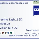 Тонированная прогрессивная линза для очков Carl Zeiss Progressive Light 2 3D 1.5 AdaptiveSun DuraVision Sun UV, Sph 5.00 — -7.00, Cyl 0.00 — 4.00