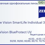 Линза для очков Carl Zeiss Single Vision SmartLife Individual 3 1.5 DuraVision BlueProtect UV, рецептурная, Sph 6.00 — -6.00, Cyl 0.00 — 4.00
