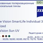 Тонированная поляризационная линза для очков Carl Zeiss Single Vision SmartLife Individual 3 1.5 Polarized DuraVision Sun UV, рецептурная, Sph 8.00 — -8.00, Cyl 0.00 — 4.00