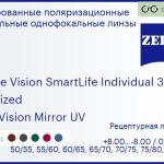 Тонированная поляризационная линза для очков Carl Zeiss Single Vision SmartLife Individual 3 1.5 Polarized DuraVision Mirror UV, рецептурная, Sph 8.00 — -8.00, Cyl 0.00 — 4.00