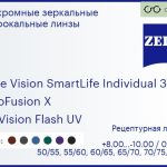 Фотохромная линза для очков Carl Zeiss Single Vision SmartLife Individual 3 1.6 PhotoFusion X DuraVision Flash UV, рецептурная, Sph 8.00 — -10.00, Cyl 0.00 — 6.00