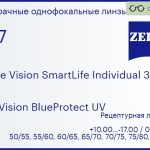 Линза для очков Carl Zeiss Single Vision SmartLife Individual 3 1.67 DuraVision BlueProtect UV, рецептурная, Sph 10.00 — -17.00, Cyl 0.00 — 6.00