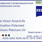 Тонированная поляризационная линза для очков Carl Zeiss Single Vision SmartLife 1.5 AdaptiveSun Polarized DuraVision Platinum UV, рецептурная, Sph 8.00 — -8.00, Cyl 0.00 — 4.00
