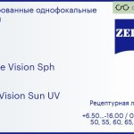Линза для очков Carl Zeiss Single Vision Sph 1.6 DuraVision Sun UV, рецептурная, Sph 6.50 — -16.00, Cyl 0.00 — 6.00