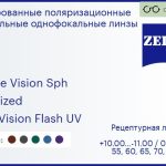 Тонированная поляризационная линза для очков Carl Zeiss Single Vision Sph 1.6 Polarized DuraVision Flash UV, рецептурная, Sph 10.00 — -11.00, Cyl 0.00 — 6.00