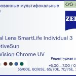 Тонированная линза для очков с поддержкой аккомодации Carl Zeiss Digital Lens SmartLife Individual 3 1.5 AdaptiveSun DuraVision Chrome UV, рецептурная, Sph 5.00 — -7.00, Cyl 0.00 — 4.00