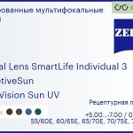 Тонированная линза для очков с поддержкой аккомодации Carl Zeiss Digital Lens SmartLife Individual 3 1.5 AdaptiveSun DuraVision Sun UV, рецептурная, Sph 5.00 — -7.00, Cyl 0.00 — 4.00