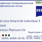 Тонированная поляризационная линза для очков с поддержкой аккомодации Carl Zeiss Digital Lens SmartLife Individual 3 1.5 Polarized DuraVision Platinum UV, рецептурная, Sph 5.00 — -8.00, Cyl 0.00 — 4.00