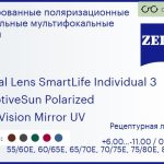 Тонированная поляризационная линза для очков с поддержкой аккомодации Carl Zeiss Digital Lens SmartLife Individual 3 1.6 AdaptiveSun Polarized DuraVision Mirror UV, рецептурная, Sph 6.00 — -11.00, Cyl 0.00 — 6.00