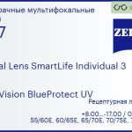 Линза для очков с поддержкой аккомодации Carl Zeiss Digital Lens SmartLife Individual 3 1.67 DuraVision BlueProtect UV, рецептурная, Sph 8.00 — -17.00, Cyl 0.00 — 6.00