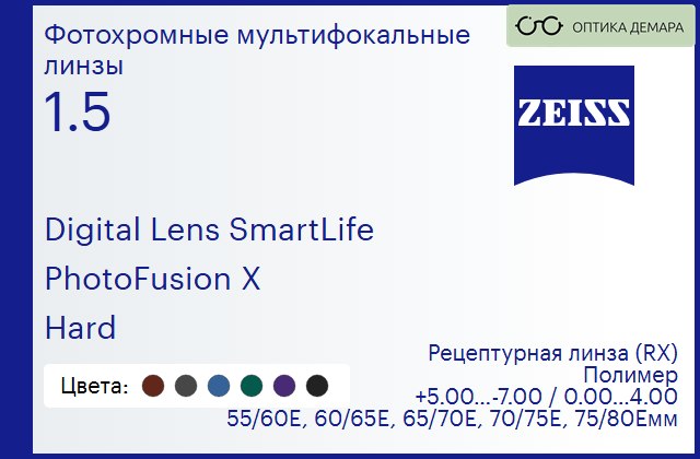 img_591227 Фотохромная линза для очков с поддержкой аккомодации Carl Zeiss Digital Lens SmartLife 1.5 PhotoFusion X Hard, рецептурная, Sph 5.00 — -7.00, Cyl 0.00 — 4.00 — изображение 1