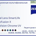 Фотохромная линза для очков с поддержкой аккомодации Carl Zeiss Digital Lens SmartLife 1.6 PhotoFusion X DuraVision Chrome UV, рецептурная, Sph 6.00 — -10.00, Cyl 0.00 — 6.00