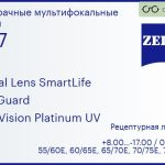 Линза для очков с поддержкой аккомодации Carl Zeiss Digital Lens SmartLife 1.67 BlueGuard DuraVision Platinum UV, рецептурная, Sph 8.00 — -17.00, Cyl 0.00 — 6.00