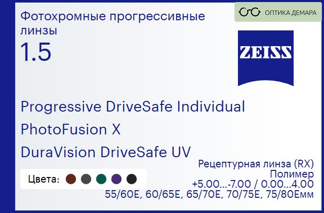 img_591324 Фотохромная прогрессивная линза для очков Carl Zeiss Progressive DriveSafe Individual 1.5 PhotoFusion X DuraVision DriveSafe UV, Sph 5.00 — -7.00, Cyl 0.00 — 4.00 — изображение 1