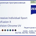 Фотохромная прогрессивная линза для очков Carl Zeiss Progressive Individual Sport 1.5 PhotoFusion X DuraVision Chrome UV, Sph 5.00 — -5.00, Cyl 0.00 — 4.00